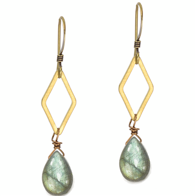 Labradorite â€œDiamondâ€ Dangle Earrings