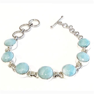 Sterling Silver Link Bracelet- Larimar