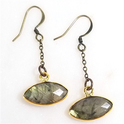 Labradorite Dainty Chain Earrings