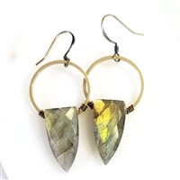 Labradorite Shield Earrings