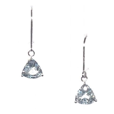 Sterling Silver Leverback Earrings- Aquamarine- March Birthstone