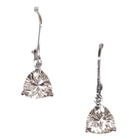 Sterling Silver Leverback Earrings- White Topaz