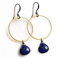 Lapis Hoop Dangle Earrings