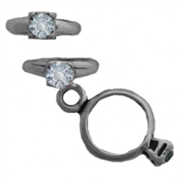 Sterling Silver Charm-Birthstone Ring-April