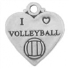 Sterling Silver Charm- I Heart Volleyball