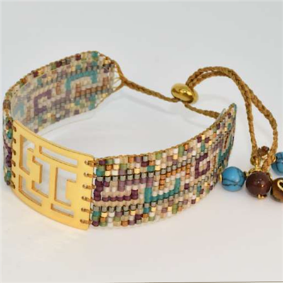 â€œRhodosâ€ Beaded Bracelet -Medium-Gold Plated