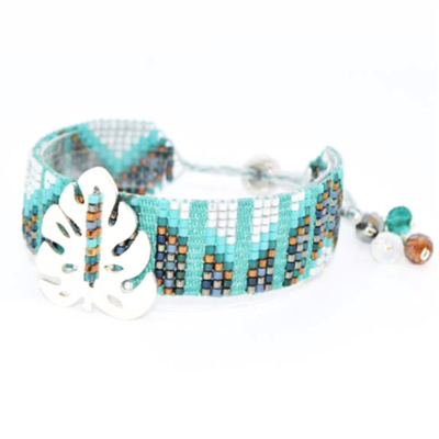 â€œTropical Leafâ€ Beaded Bracelet