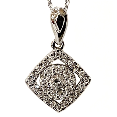 14k Gold Diamond  Cluster Pendant/Necklace
