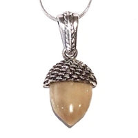 Sterling Silver Acorn Pendant- Fossilized Walrus Tusk