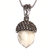 Sterling Silver Acorn Pendant- Fossilized Walrus Tusk