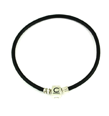 Original CHAMILIA Bracelet-Black Leather 7.9 Inches