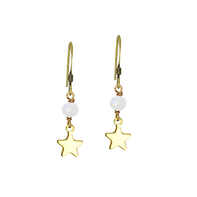 Rainbow Moonstone Dainty Stars Earrings