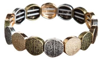 Multi Metal Oxidized Brushed Disc Bracelet