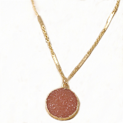 Round Druzy Gold Necklace- Keep it Neutral