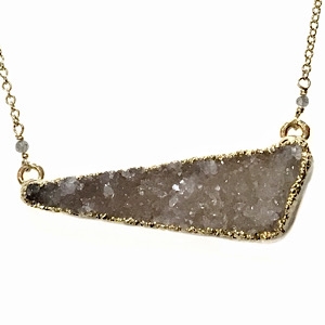 Druzy Slice Necklace- Light & Bright