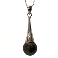 Sterling Silver Necklace-Black Tahitian Pearl