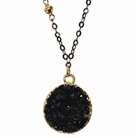 Round Druzy Necklace- The Dark Side