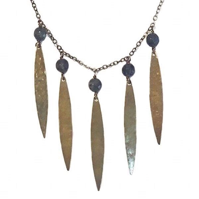 Hammered Petal Necklace- Labradorite