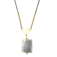 Grey Agate Necklace- "Triangle Pose"