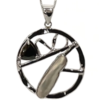 Sterling Silver Necklace- White Freshwater Pearl & Black Onyx