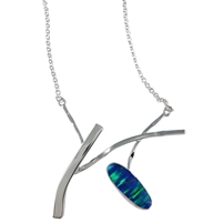 Sterling Silver Necklace-  lab created Opal