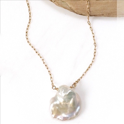 White Keshi Pearl Necklace