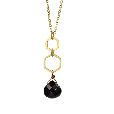 Black Onyx Double Hexagon Necklace