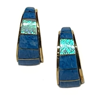 Bronze Post Earrings- Denim Lapis & Opal