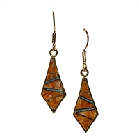 Bronze Danglle Earrings- Spiny Oyster & Opal Inlay