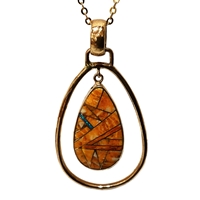 Bronze Pendant/Necklace- Spiny Oyster & Opal Inlay