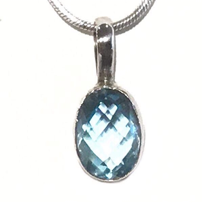 Sterling Silver Pendant- Blue Topaz