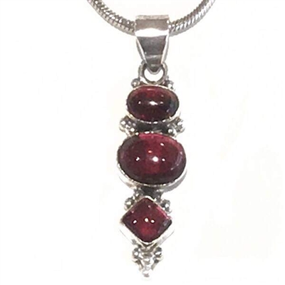 Sterling Silver Pendant- Garnet