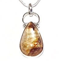 Sterling Silver Pendant/Slide- Rutilated Quartz