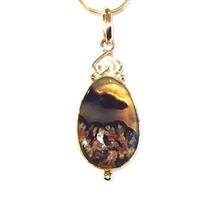 Sterling Silver & 22K Gold Pendant- Priday Plume Agate