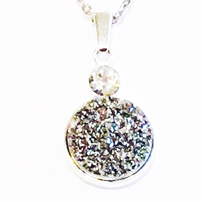 Sterling Silver Pendant- Druzy Quartz