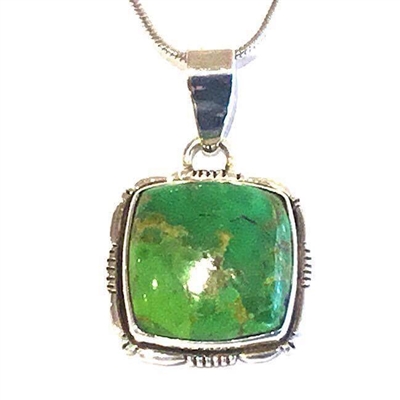 Sterling Silver Pendant- Green Turquoise