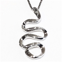 Sterling Silver Pendant-  Squiggle with Diamonds