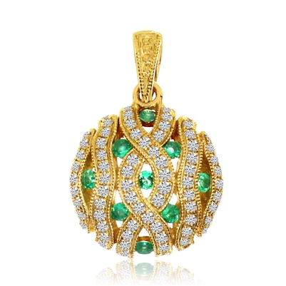 14K Emerald & Diamond Pendant