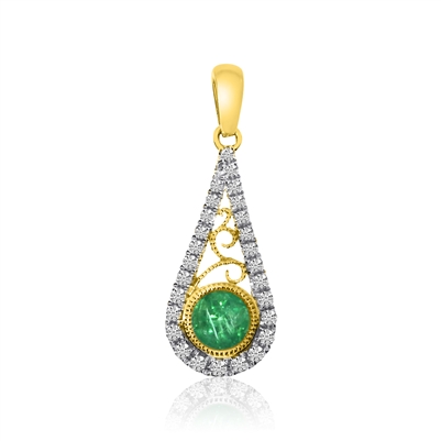 14K Emerald & Diamond Pendant