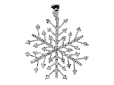 14K White Gold and Diamond Snowflake Pendant