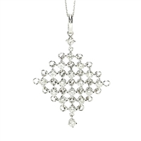 14K White Gold Diamond Mesh Pendant