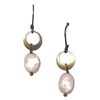 Peach Moonstone Dangle Earrings