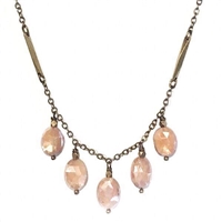 Peach Moonstone Faceted Bar Necklace