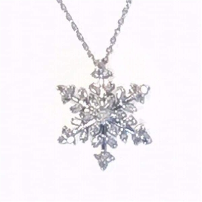 10K White Gold and Diamond Snowflake Pendant
