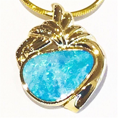 14k Gold Pendant/Slide-Australian Opal & Diamond