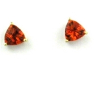 14k Gold Post Earrings- Lab-Created Orange Sapphire