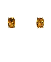 14k White Gold Post Earrings--Citrine