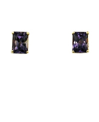 14k Gold Post Earrings- Lab-Created Alexandrite