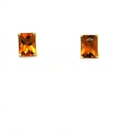 14k Gold Post Earrings--Citrine