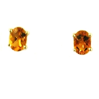 14k Gold Post Earrings--Citrine